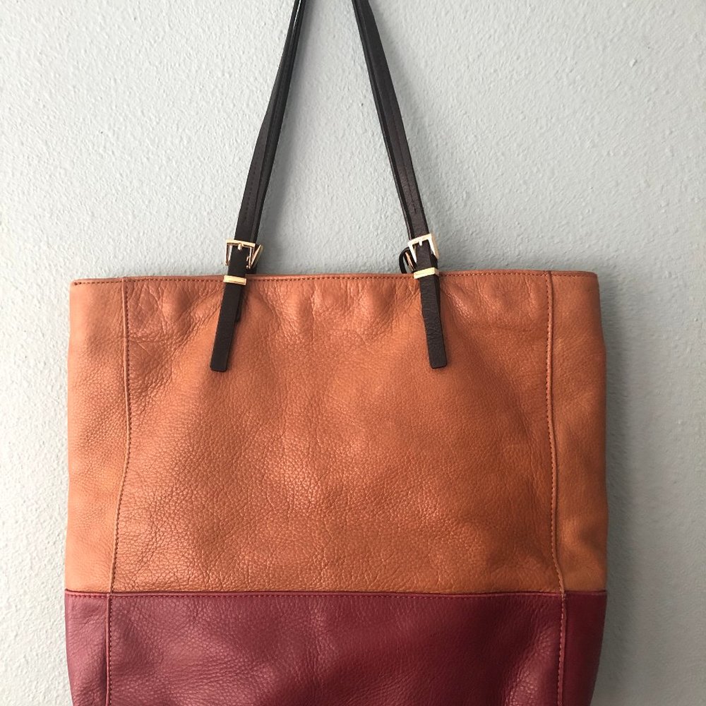 Audrey Brooke 2 Tone Leather Tote